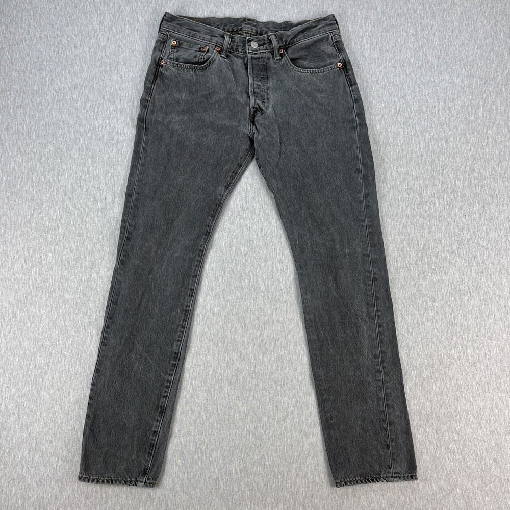 Levis 501 S Jeans Mens 32x32 (Fits 32x30) Black Garment Dyed Faded Button Fly